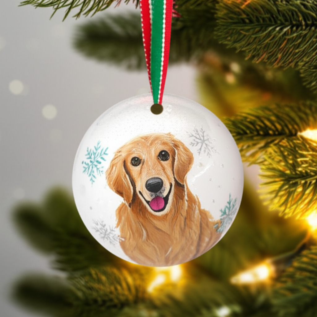 Christmas Pet Ornament - Custom hand-painted pet keepsake by Artistilu